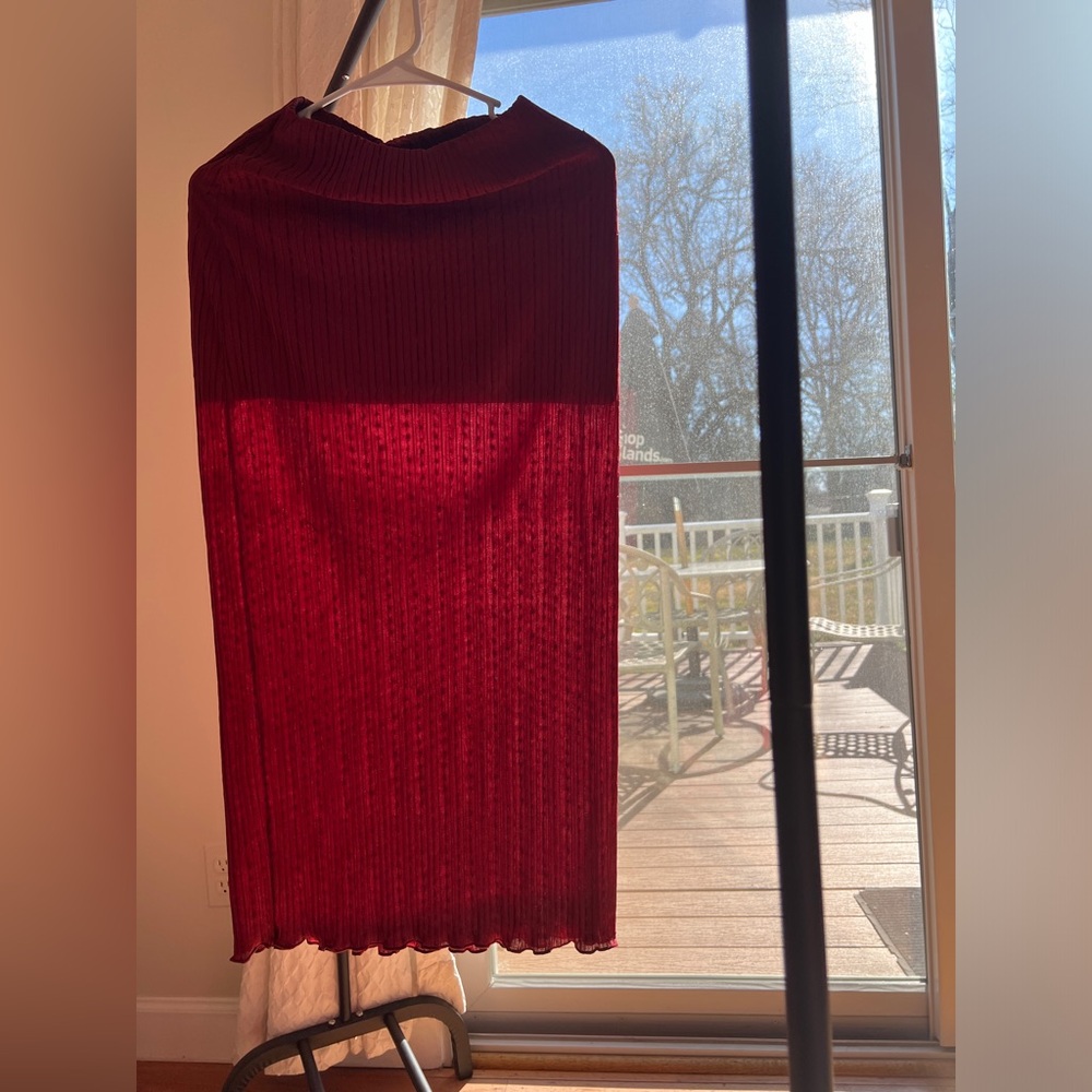 Pleated maroon skirt ZARA